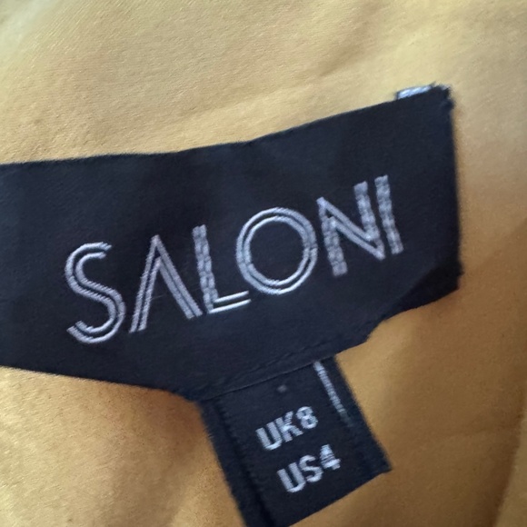 NWOT Saloni Silk Camille Gold Spot Jacquard Metallic Midi Dress 4 - Picture 4 of 9